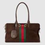 Borsetto large boston bag dark brown suede