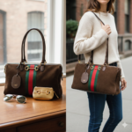 Borsetto large boston bag dark brown suede