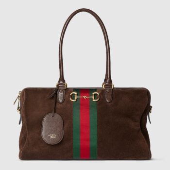 Borsetto large boston bag dark brown suede