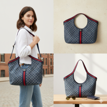 Gucci Giglio large tote bag blue and white